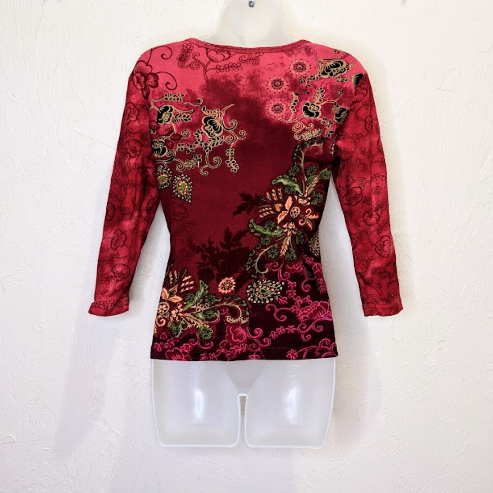 Bila Cotton Beaded Boho Top Size S Fairy Grunge Whimsigoth Tie Dye Casual Shirt - Picture 4 of 7